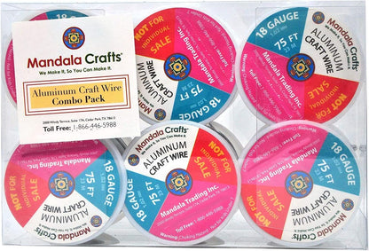 Mandala Crafts 18 Gauge Anodized Aluminum Craft Wire for Jewelry Making - 450 FT Colored Flexible Silver Combo Wire - Bendable for Bonsai Armature Crafting Sculpting - Crafty Corner