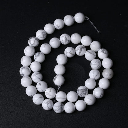 32pcs 12mm AAA Natural Stone Beads White Howlite Turquoises Round Loose Beads for Jewelry Making DIY Bracelet (White Howlite Turquoises, 12mm)
