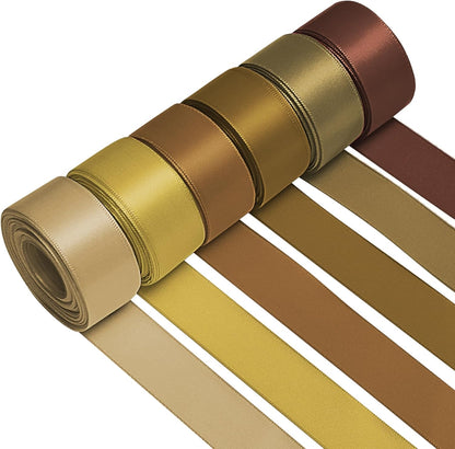 1 Inch Brown Satin Ribbons for Crafts, 6 Rolls Single-Faced Brown Assorted Ribbons for Gift Wrapping Flower Bouquet Wedding Invitations Bridal Shower Hair Bows Garland Party Decor - Crafty Corner