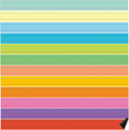 Faccito 12 Pieces Large Magnetic Sentence Strips 3 x 36 inch Dry Erase Sentence Strips Jumbo Multicolor Magnetic Handwriting Paper with Lines for Teacher Whiteboard Classroom School Supplies