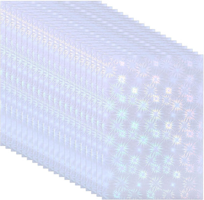PATIKIL 8.3x5.8" Holographic Sticker Paper, 20Sheets A5 Polypropylene Self-Adhesive Transparent Waterproof Laminate Overlay Film for Photo Cards Scrapbook Decorations, Blossom