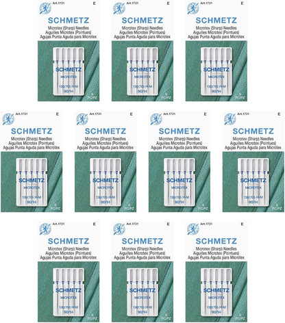 SCHMETZ Microtex Sharp Sewing Machine Needles - Quilting & Topstitching Supplies, Size 90/14, 5-Needle Card, Pack of 10