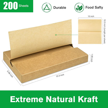 Precut POP UP Deli Paper Sheet Pack of 200, Interfolded Heavy Paper for Food Wrap and Serving (10" x 10-1/2", Kraft）