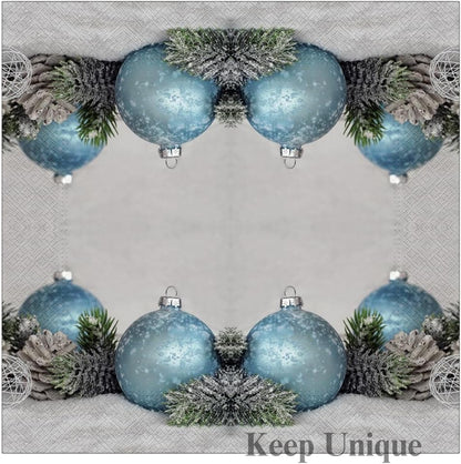 20-ct 13x13 Christmas Paper Decoupage Napkins, 3-Ply Servilletas Tissue Napkin for Dinner and Parties, Disposable Napkins (Arctic Bauble)