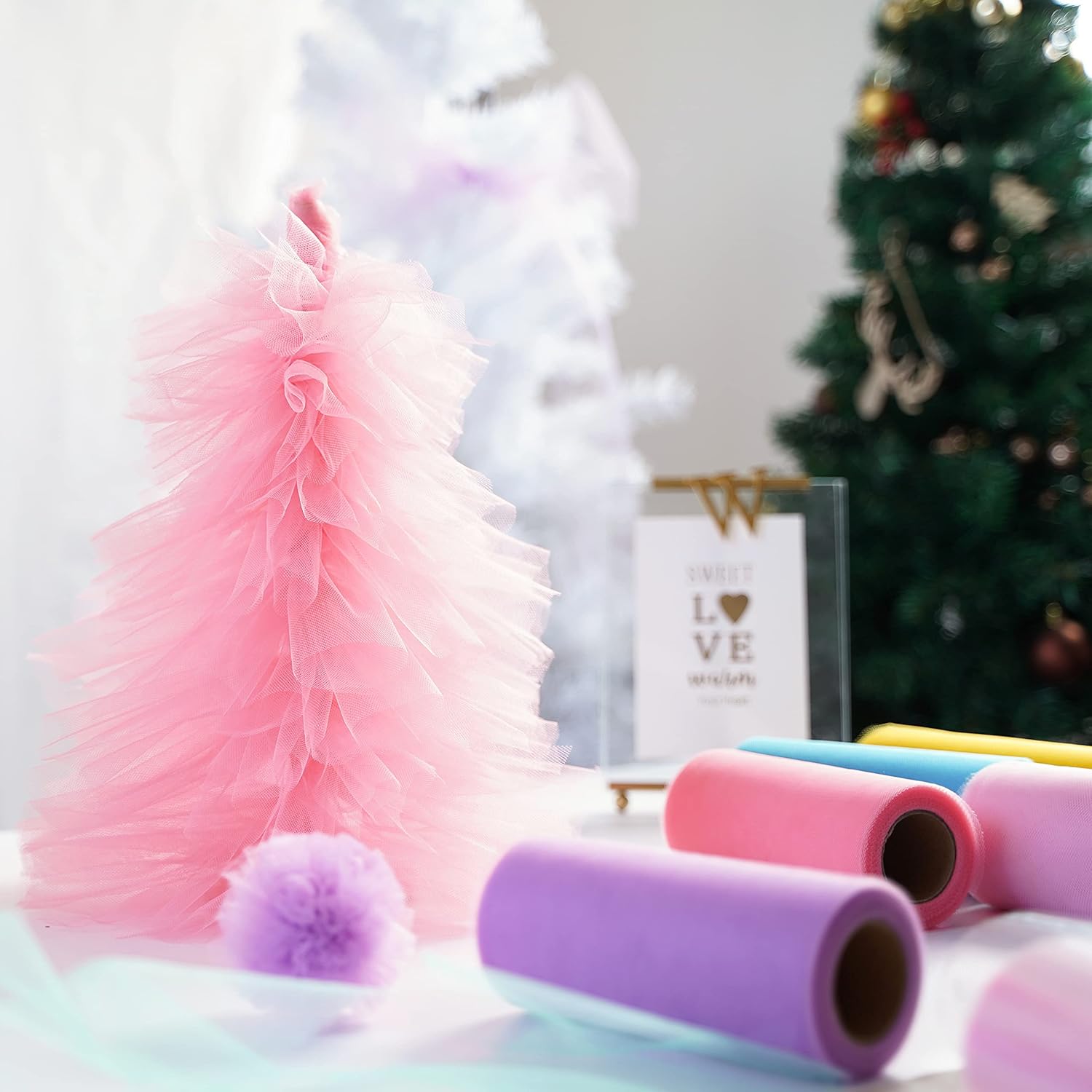 MEEDEE Pastel Tulle Ribbon 6 Rolls Tulle Fabric Spool Ribbon, 6 inch by 25 Yards/Spool, Perfect for Tutus DIY Wedding Table Skirt Rainbow Party Decorations Gift Wrapping - Crafty Corner