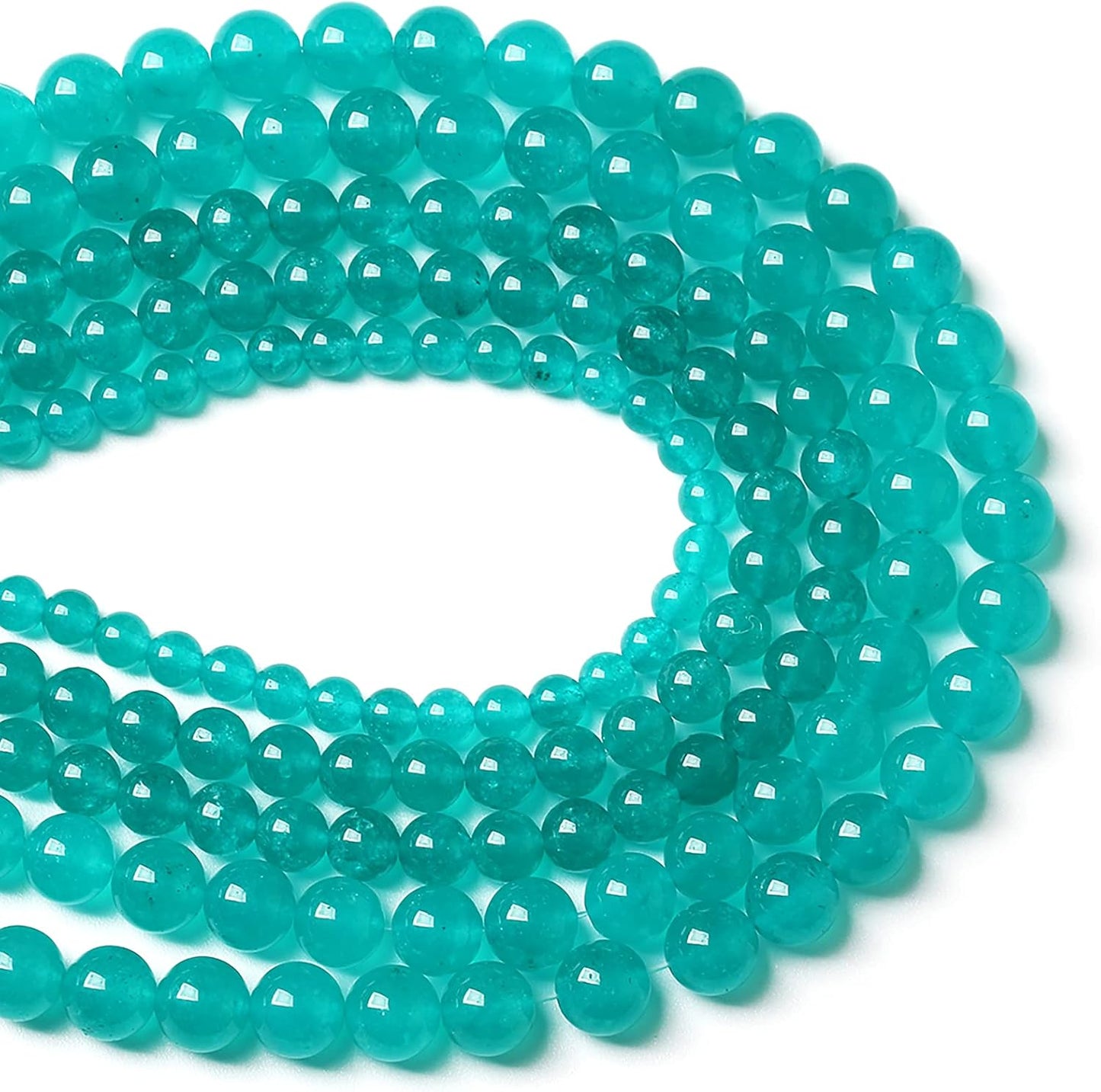 90PCS 8mm Natural Stone Beads Blue Amazonite Jade Stone Round Loose Beads for Jewelry Making DIY Bracelet Necklace 32" 2 Strands