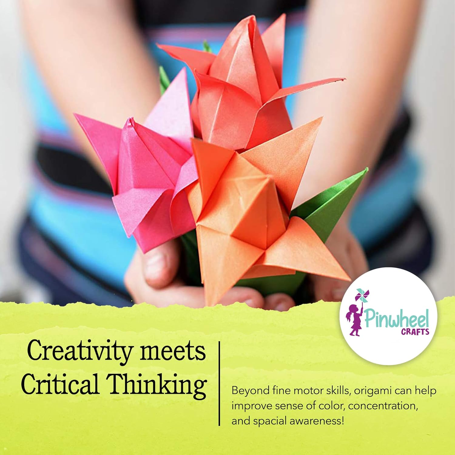 Pinwheel Crafts Origami Papers Kit - Multicolor Flower Origami Kit for Kids,Teens and Adults Ages 6 7 8 9 10 11 12+, Arts and Paper Crafts for Kids 150 Pcs - Fun Foldable Gift - Crafty Corner