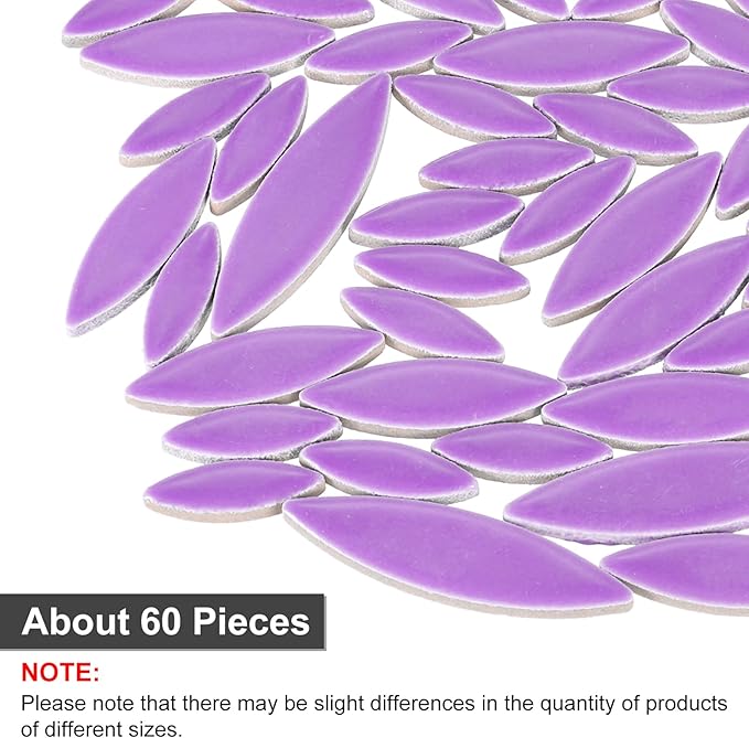 uxcell Ceramic Mosaic Tile, About 200g Teardrop Leaf Tile Mosaic Block for Handicrafts Artwork, Deep Purple