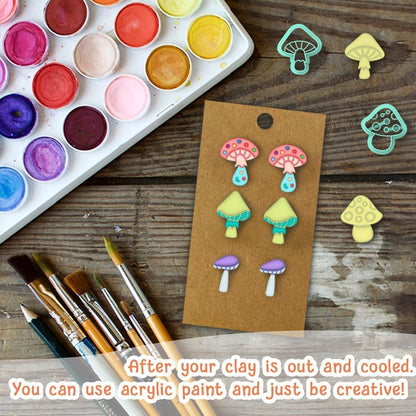 ACRNIGHEET Mushroom Clay Cutters - 15pcs 3D Clay Cutters for Polymer Clay, Clay Cutters Shapes Mushroom, Cookie Cutter, DIY Earring Making Tools with Storage Box