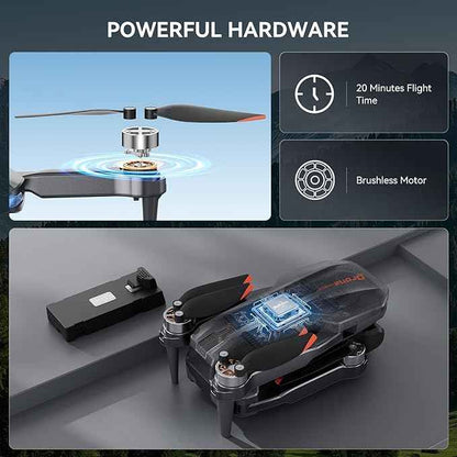 Drone with Camera - Foldable Brushless Motor Drone for Adults/Kids, 1080P HD RC quadcopter. Waypoint Fly, Altitude Hold, One Key Take Off/Landing, Gesture Selfie, 3D Flip, Long Flight Time