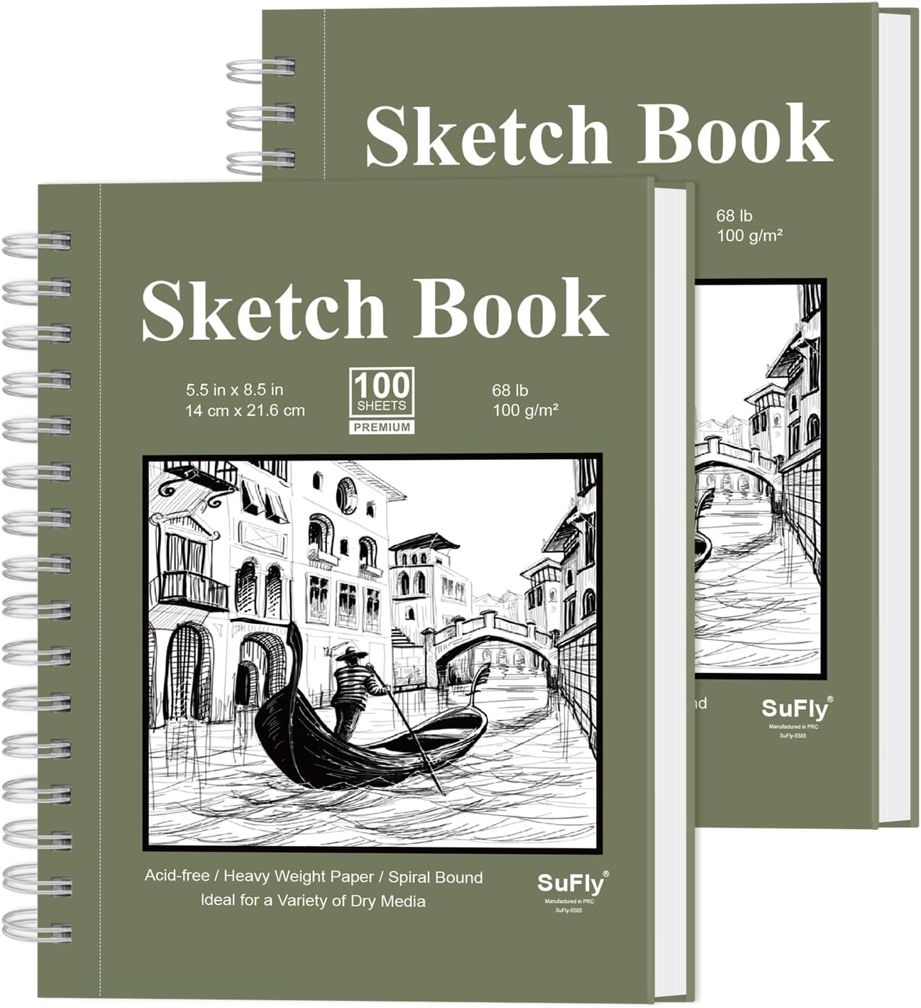 SuFly Small Sketch Book 5.5"x8.5", 2-Pack Mini Sketchbook, Spiral Bound Sketchbook Hardcover with 200 Sheets of 68lb/100gsm Mini Drawing Pad Paper, Small Sketch Pads for Drawing for Adults & Kids. - Crafty Corner