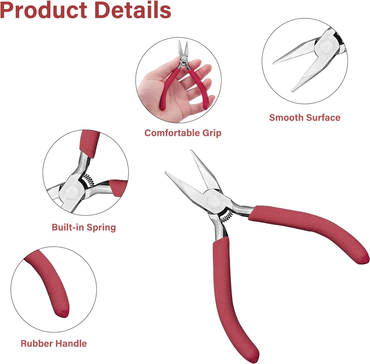 Jewelry Pliers, Spring Loaded Needle Nose Pliers for Object Grasping, Wire Bending and Repair - Crafty Corner