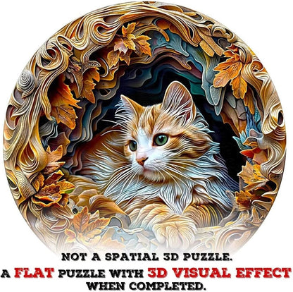Wooden Puzzles Adults, 3D Cat Wooden Puzzles 200 Pieces, Unique Animal Shaped Wood Challenging Jigsaw Puzzles Gifts for Adults, 11.4x11.3in