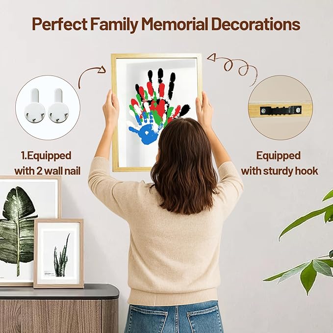 80S Family Handprint Kit, Handprint Art Craft DIY Kit, Baby Hand Print Gift for New Moms, Parents, Grandparents, 6 Safe, Non-Toxic Paints, Ideal for Mother's Day, Father's Day, Anniversary & More