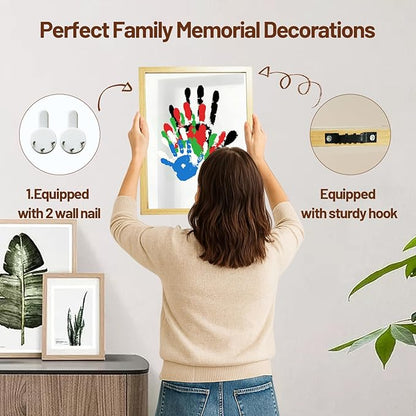 80S Family Handprint Kit, Handprint Art Craft DIY Kit, Baby Hand Print Gift for New Moms, Parents, Grandparents, 6 Safe, Non-Toxic Paints, Ideal for Mother's Day, Father's Day, Anniversary & More