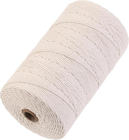 GOHOHOF Macrame Cord 2mm x 382yards Natural Macrame Cotton Rope Colored Macrame Rope Soft Cotton Cord Macrame Supplies Craft Rope Macrame Yarn for Plant Hanger Wall Hanger Dreamcatcher(Beige)