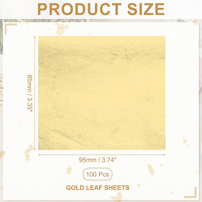 PATIKIL Gold Leaf Sheets for Art 3.7" x 3.4", 100 Pcs Gold Foil Sheet Metallic Leaf Papers for DIY Crafts Resin Furniture Nails Paintings Home Decoration