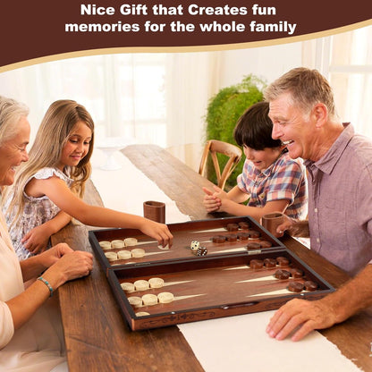 Wooden Folding Backgammon Set - Large 15.75" (40cm), Handcrafted Exquisite Design, Perfect for Adults & Kids, Ideal for Backgammon Enthusiasts