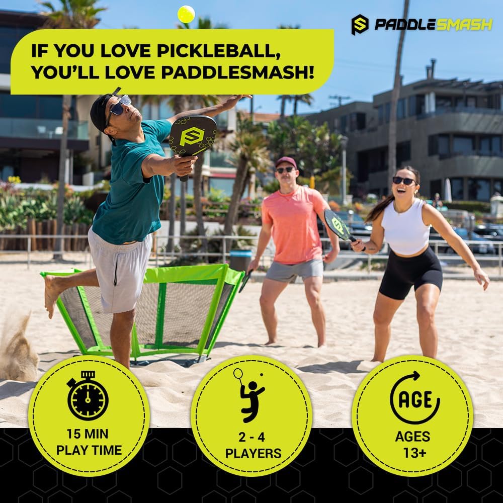 PaddleSmash - Pickleball Yard Game As Seen on Shark Tank - Beach, Backyard, Tailgate & Lawn, Outdoor Activities for Adults and Family - Easy Assembly