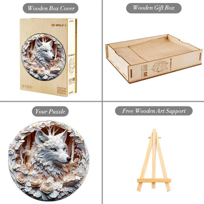 Wooden Puzzles Adults, 3D Wolf Puzzles 300 Pieces, Unique Animal Shaped Wood Challenging Jigsaw Christmas Puzzles Gifts for Adults, 13.4x13.4in