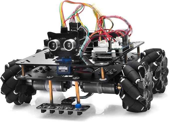 OSOYOO Omni-directinal Mecanum Wheels Robotic Car Kit for Arduino Mega2560 Metal Chassis DC Motor DIY STEM Remote Controlled Educational Mechanical DIY Coding for Teens Adult