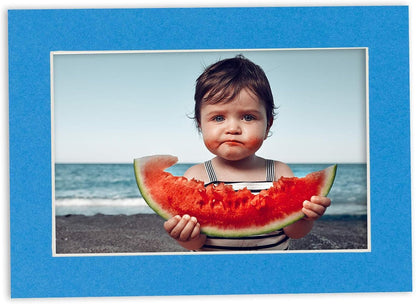 5x7 Mat for 8.5x11 Frame - Precut Mat Board Acid-Free Bay Blue 5x7 Photo Matte Made to Fit a 8.5x11 Picture Frame, Premium Matboard for Family Photos, Show Kits, Art, Picture Framing, Pack of 100 Mats