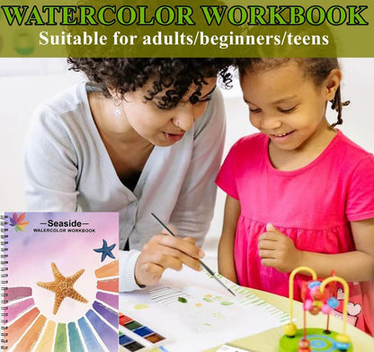 Watercolor Workbooks, Beginner Watercolor Painting Kit – 12 Colors Paint Set with Brush - Crafty Corner