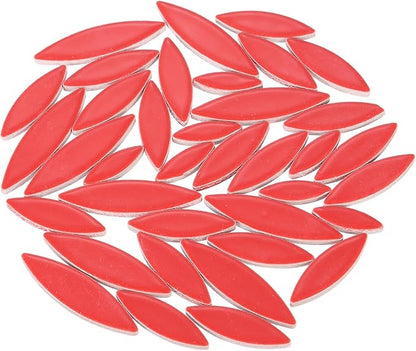uxcell Ceramic Mosaic Tile, About 200g Teardrop Leaf Tile Mosaic Block for Handicrafts Artwork, Red