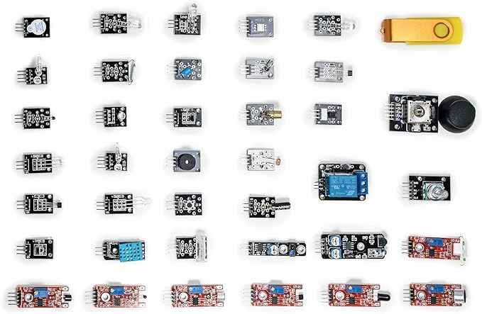 37 in 1 Sensor Module Kit for Arduino Starters - Sensor Kit DIY for Raspberry Pi Mega2560 UNO R3 Nano Including Tutorial in USB Flash Driver