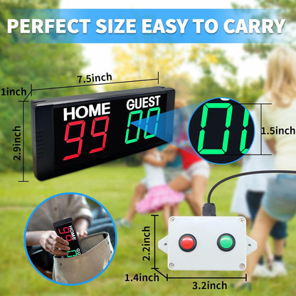 YZ Magnetic Battery Powered Cornhole Scoreboard,Portable Digital Scoreboard with Remote,Ping Pong Score Keeper with Buzzer,LED Electronic Scoreboard for Basketball/Baseball/Volleyball/Billiard Games