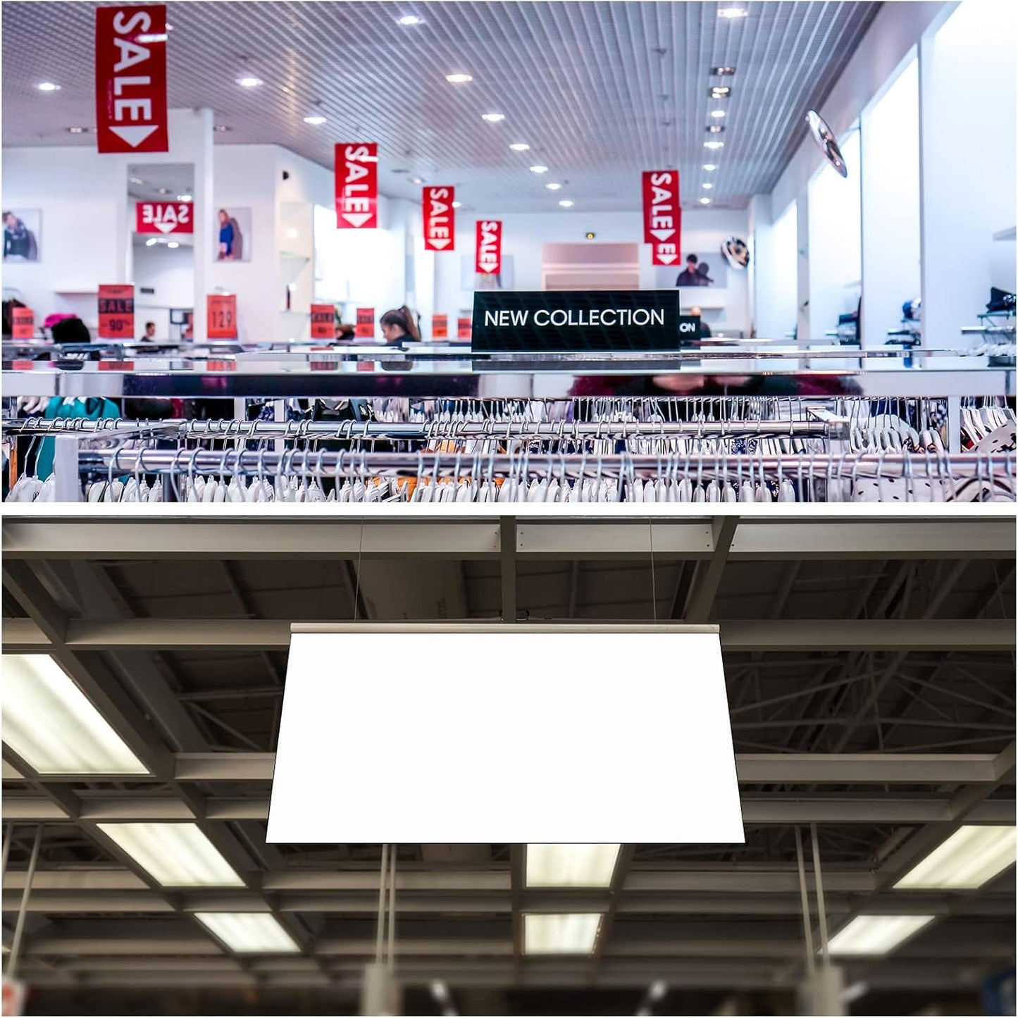 MECCANIXITY PVC Poster Hanger Rail Poster Strip Bar 86cm/34inch Clear with Clips for Poster, Map, 4 Set