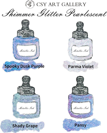 CSY art gallery Pearlescent Liquid Acrylic Ink Set Bottle -Shimmering Purple Permanent Calligraphy Inks-High Gloss,Metallic Paint for Crafts, Resin Art, DIY, Furniture, Wood (Lavender Manor Set) - Crafty Corner