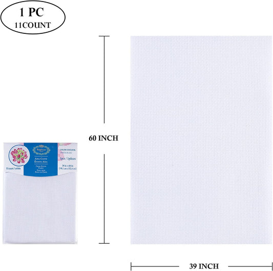 Aida Cloth Big Size 11 Count, White Cross Stitch Fabric, 39 inch by 60 inch