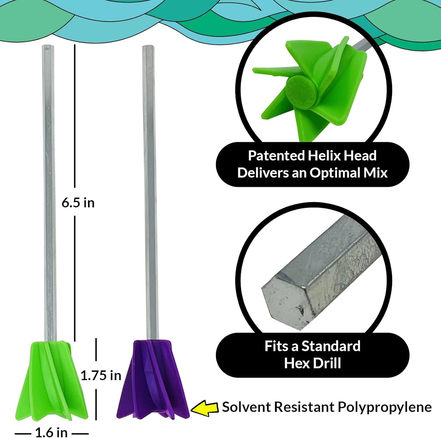 Art Resin Mixer Drill Attachment, Epoxy and Paint Stirrers for Drill, Mud Mixer for Quart or Gallon, Mini Drill Mixer Paddle for Crafting and Mixing Tools