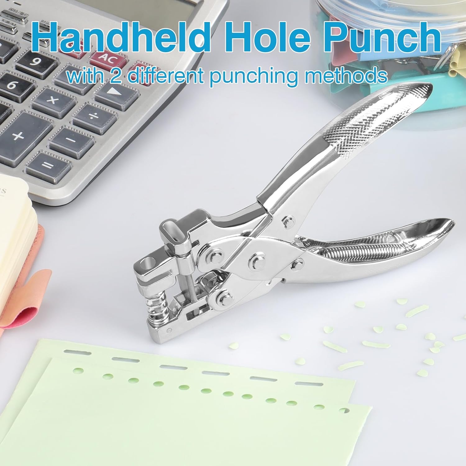 2 in 1 Badge Slot Hole Punch for ID Cards, Heavy Duty Hand Punch Metal Hole Puncher for PVC Material, Business Cards, Paper and Cardstock (5mm Round Hole &13mm X 3mm Slot Hole, Silver) - Crafty Corner