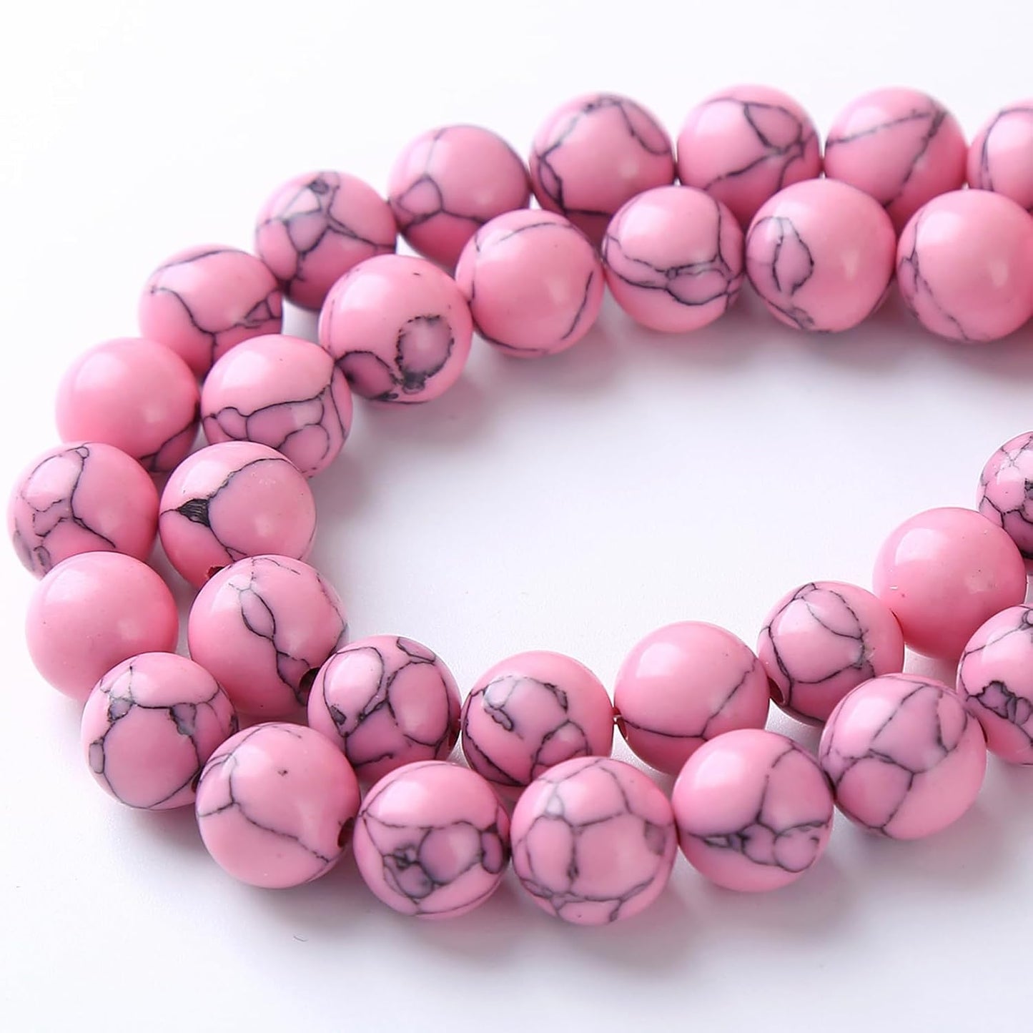 60pcs 6mm Pink Turquoise Beads Natural Stone Round Loose Spacer Beads for Jewelry Making DIY Bracelet Necklace 1 Strand 15inch