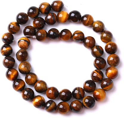 10mm 36pcs Natural Iron Yellow Tiger Eye Stone Beads for Jewelry Making Healing Energy Beads DIY Bracelet Necklace (10mm, Iron Yellow Tiger Eye Stone)