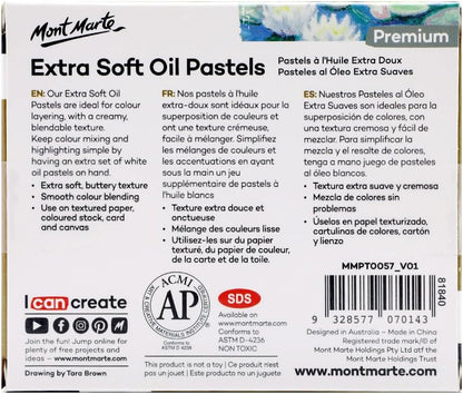 Mont Marte Extra Soft Oil Pastels White Premium 6pc, 2PACK, Assorted Natural Oil Pastel Colors, Vibrant, Buttery, Versatile Art Pastels for Blending, layering & Shading, Coloring and Sketching