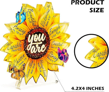 Christian Gifts for Women Acrylic Decor, Religious Gift for Women, Birthday Gifts, Bible Verse Sunflower Decor, Inspirational Scripture Gift for Her Mom Daughter Sister Aunt Teacher Best Friend