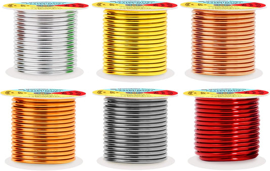 Mandala Crafts 10 Gauge Anodized Aluminum Craft Wire for Jewelry Making - 120 FT Colored Flexible Silver Copper Light Gold Gray Gold Red Wire - Bendable for Bonsai Armature Crafting Sculpting - Crafty Corner