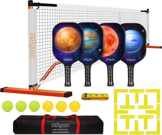 Zdgao Pickleball Set with Net for Driveway, 22 FT Regulation Size Pickle Ball Net Set with Pickleballs, Court Markers and Carry Bag, Steady Metal Frame for Outdoor, Indoor Court