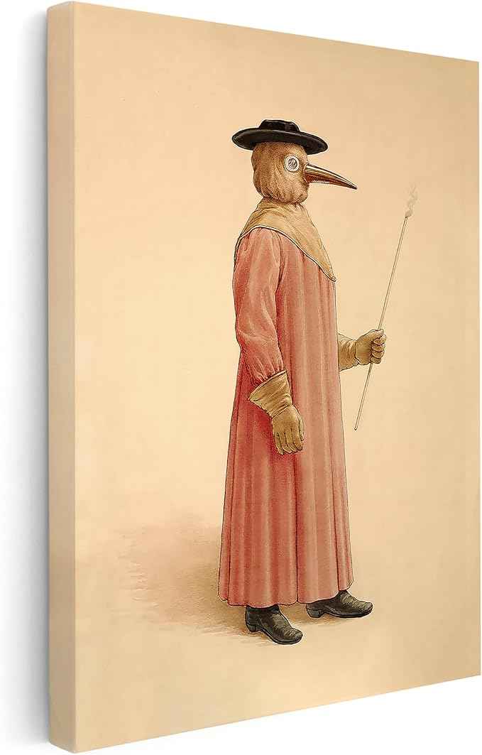 Poster Master Vintage Plague Doctor Canvas - Retro Physician Print - Medical Doctor Art - Gift for Men & Women - Wall Decor for Living Room, Bedroom or Dorm - 16x20 STRETCHED Canvas