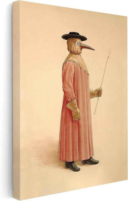 Poster Master Vintage Plague Doctor Canvas - Retro Physician Print - Medical Doctor Art - Gift for Men & Women - Wall Decor for Living Room, Bedroom or Dorm - 16x20 STRETCHED Canvas
