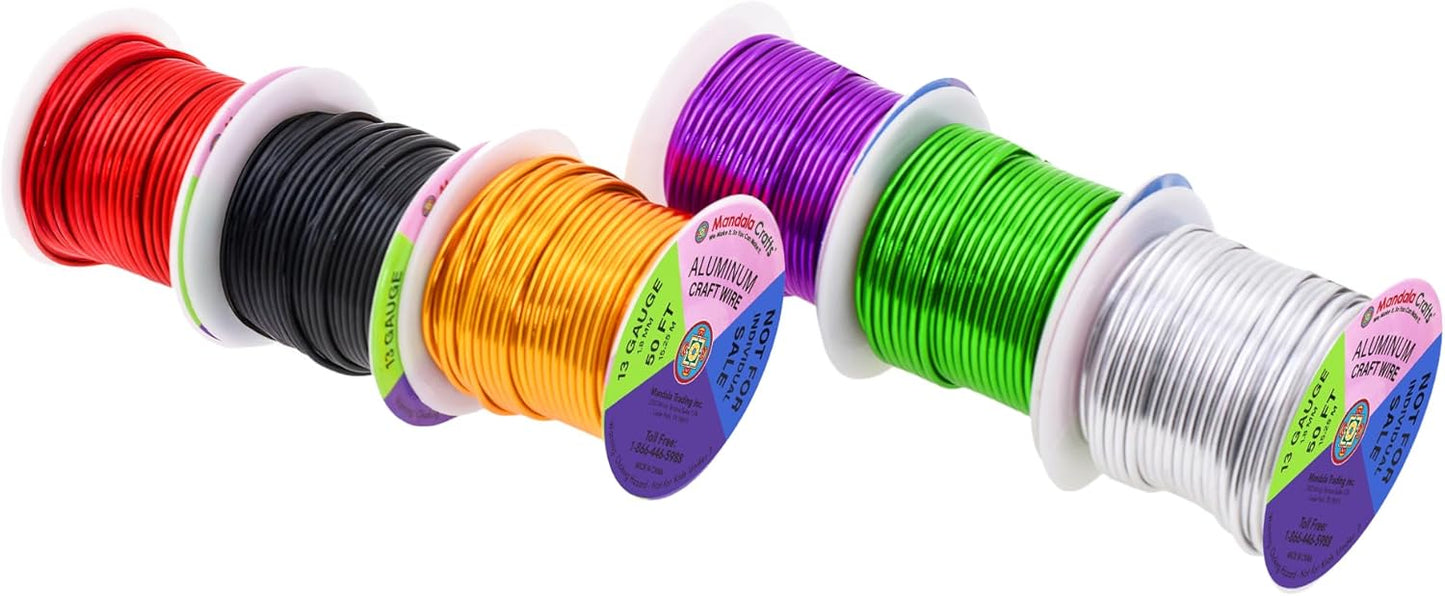 Mandala Crafts 13 Gauge Anodized Aluminum Craft Wire for Jewelry Making - 300 FT Colored Flexible Silver Black Gold Purple Red Kelly Green Wire - Bendable for Bonsai Armature Crafting Sculpting - Crafty Corner