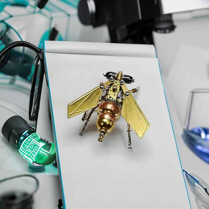 3D Metal Model Kits Puzzle for Adults, Steampunk Electric Mechanical, Assembly DIY Gift Craft Hobby for Men Christmas Decorations Insect Brass Puzzle (Fly)