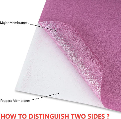 guangyintong Glitter Purple Pink Heat Transfer Vinyl HTV Rolls, 12" x 8ft Iron on Vinyl for T-Shirts Glitter Purple Pink HTV Vinyl for All Cutter Machines Easy to Cut & Weed for Heat Vinyl Design