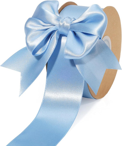 LaRibbons Light Blue Satin Ribbon 1 1/2 Inch 50 Yards Thin Luxury Double Faced Sky Blue Silk Ribbon for Flower Bouquet Crafts Gift Wrapping Wedding Babyshower Decoration - Crafty Corner