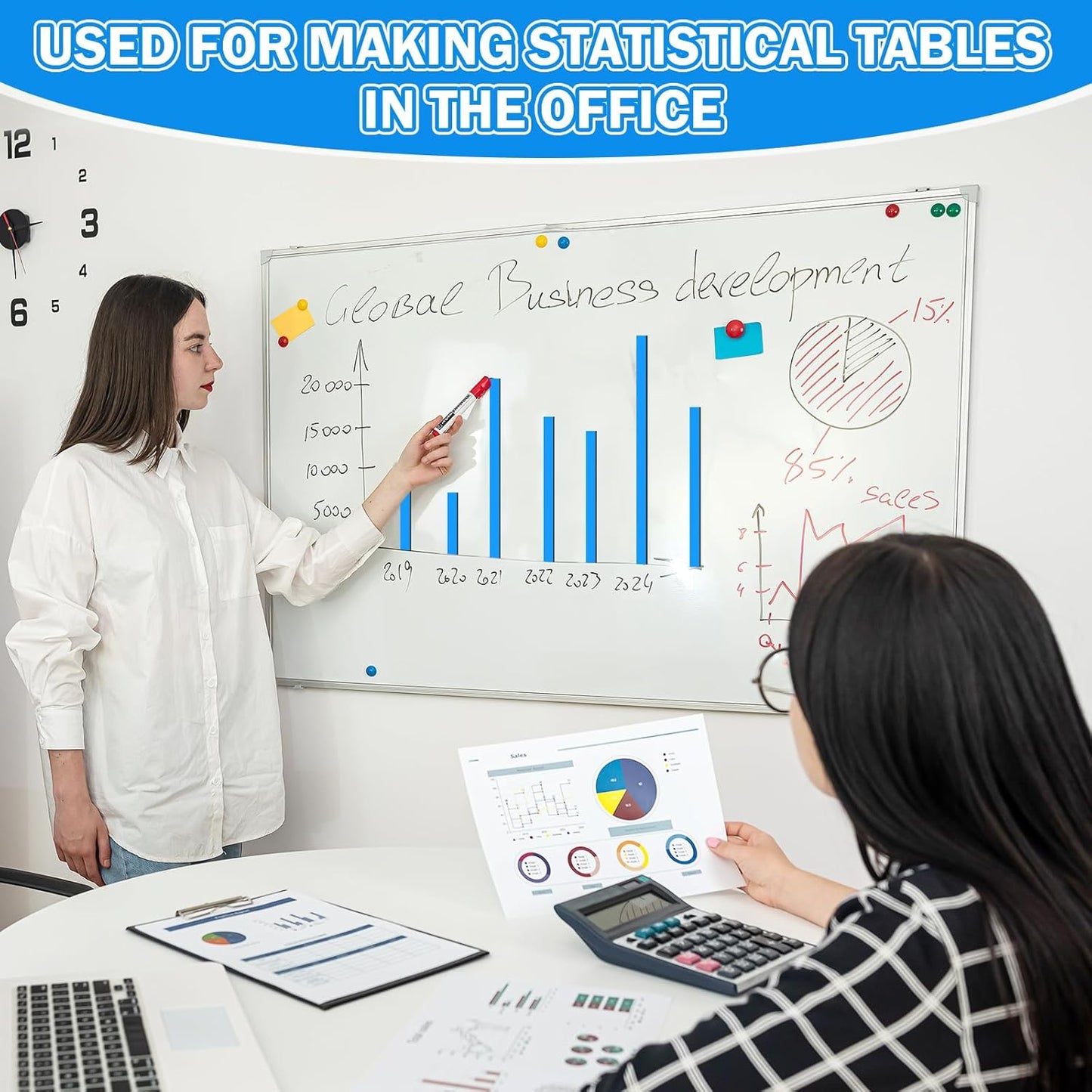 Magnetic Tape Roll Thin Strips, 1/4 Inch x 33 Feet Magnetic Board Dividers Whiteboard Graphic Decorative Tape Marking Line for Classroom Office Art Accessories(Blue)