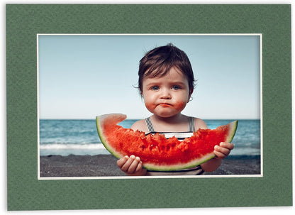 5x7 Mat for 8.5x11 Frame - Precut Mat Board Acid-Free Hunter Green 5x7 Photo Matte For a 8.5x11 Picture Frame, Premium Matboard for Family Photos, Show Kits, Art, Picture Framing, Pack of 10 Mats