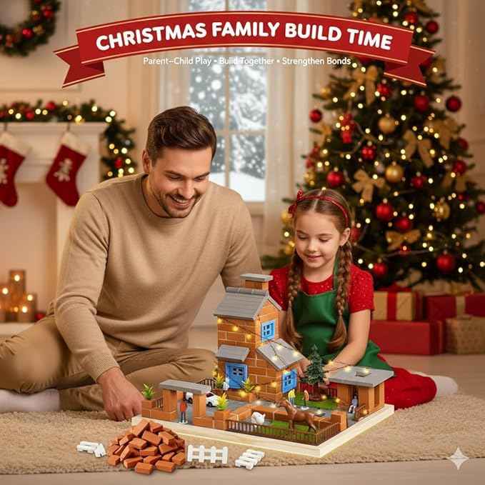 Brick and Mortar Construction Set, DIY House Building Kit for Kids, Realistic Mini Bricks STEM Building Toy, Creative Engineering Toy for Boys and Girls